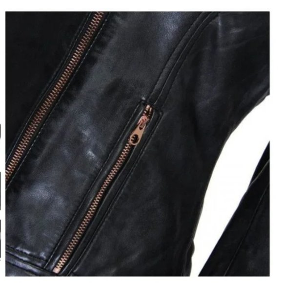 Ted Baker Tirely Furrly Detachable Sleeve Black Leather Jacket vest size 1 nwot - Picture 9 of 15